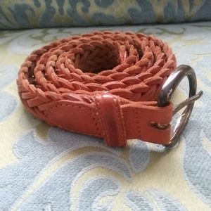 Mens Braided Woven Leather Belt 38" Vintage Tan Leather Classic Preppy